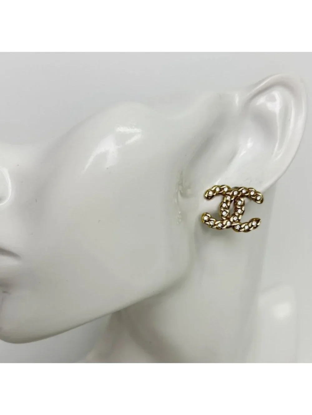 Chanel CC Logo Single Pierced Earrings Plated Gold Vintage